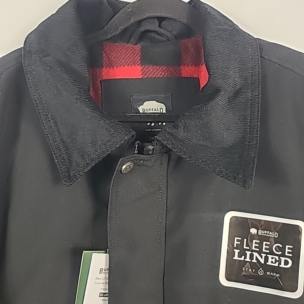 NWT Buffalo Outdoors Fleece Lined Canvas Chore Barn Jacket Black Sz XXL - Picture 2 of 9